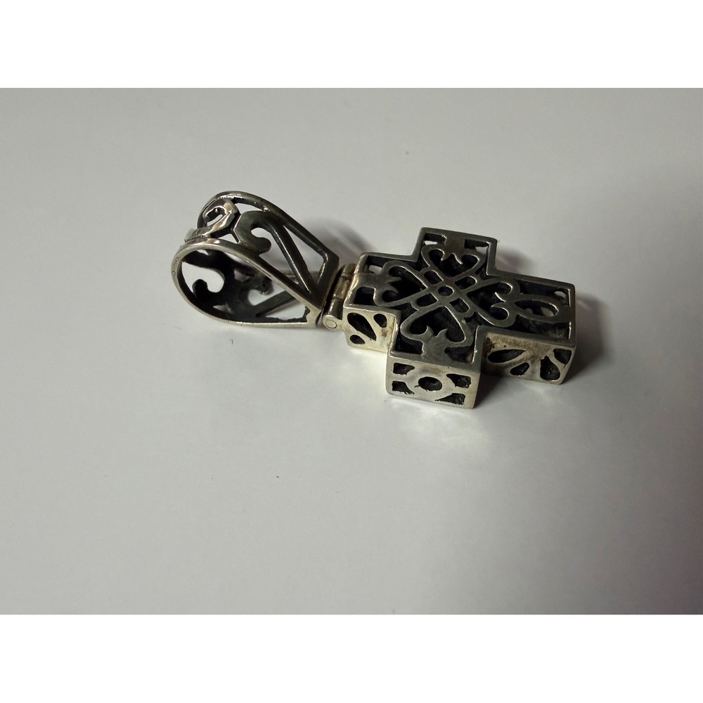 Sterling Silver Celtic Filigree Cross Pendant Heart Openwork Gothic Charm